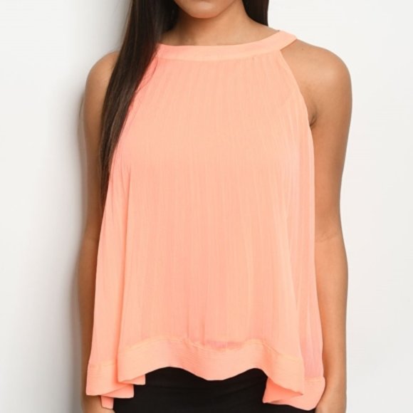 Coral Pleated Trapeze Top - Picture 4 of 4